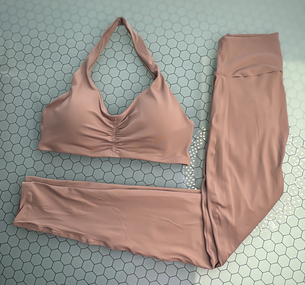 Mocha Top and  Leggings Set with Pockets