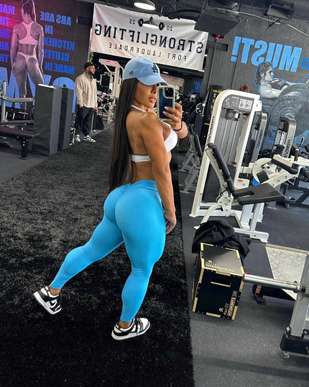 V Shape Seamless Front Turquoise Matching Top and  Leggings Set
