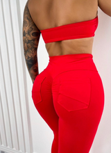 Load image into Gallery viewer, Red Seamless with Pockets Legging Set
