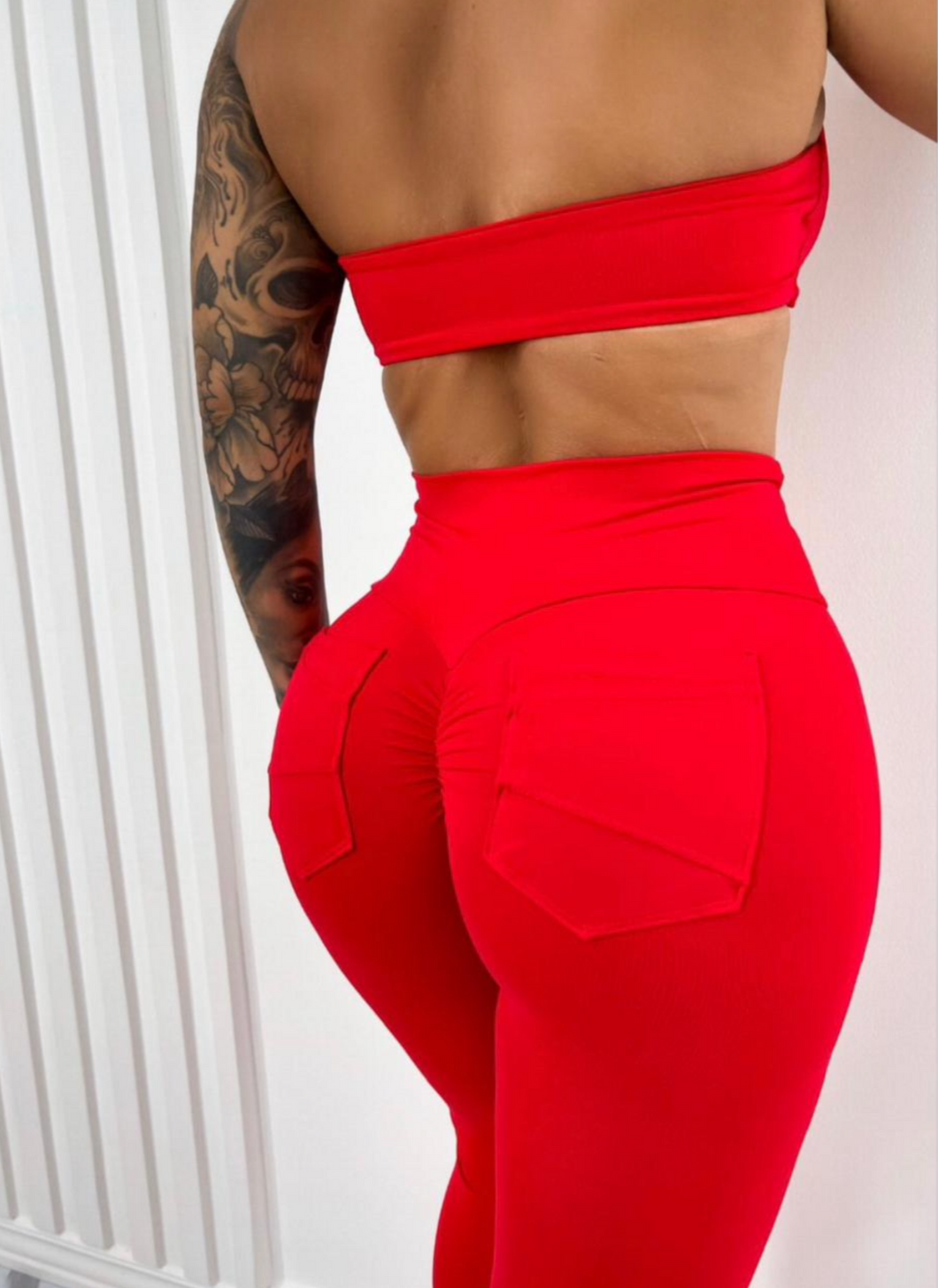 Red Seamless with Pockets Legging Set